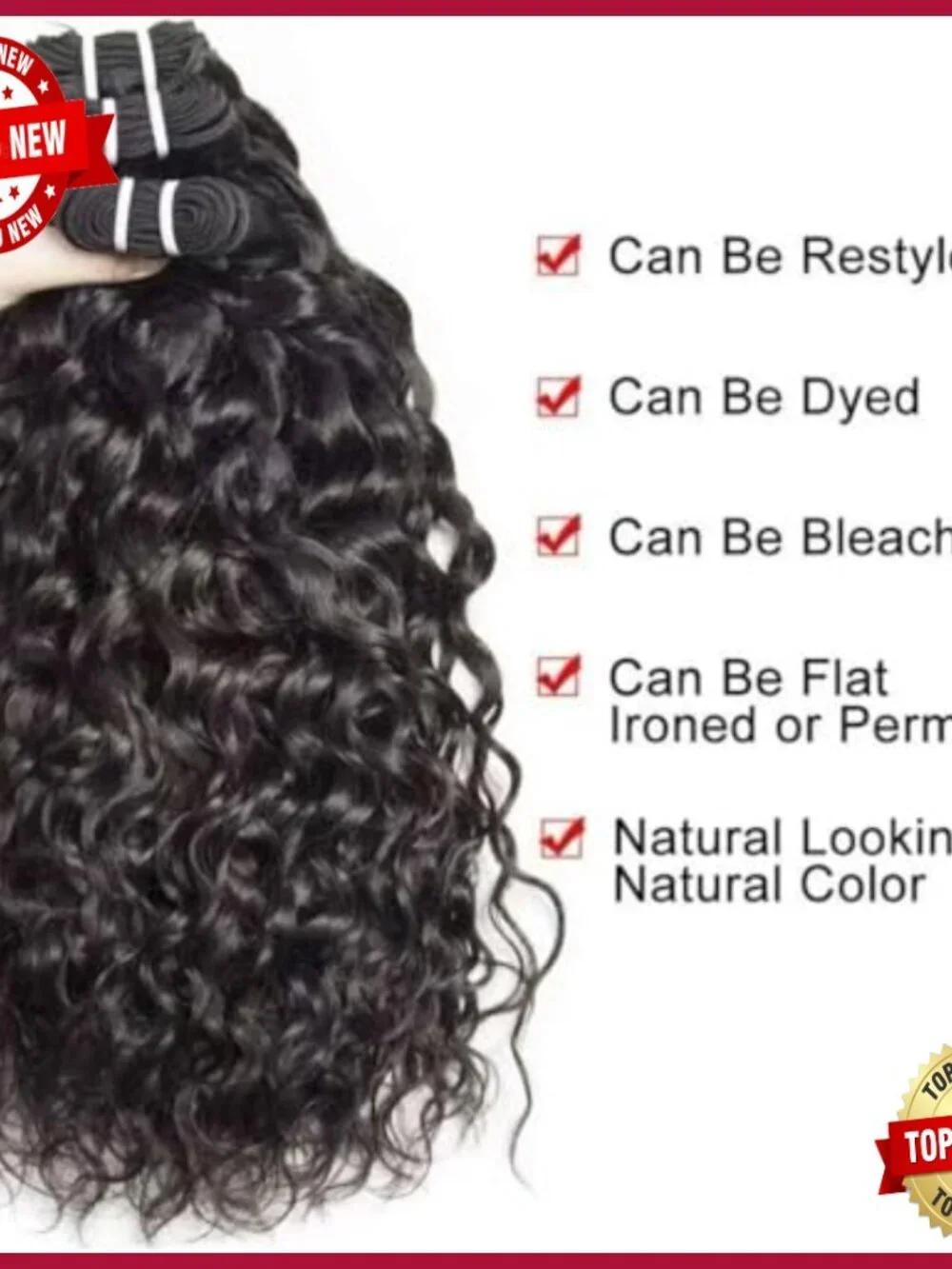 Water Wave Human Hair Bundles 12 14 16 Inch Brazilian Remy Extensions